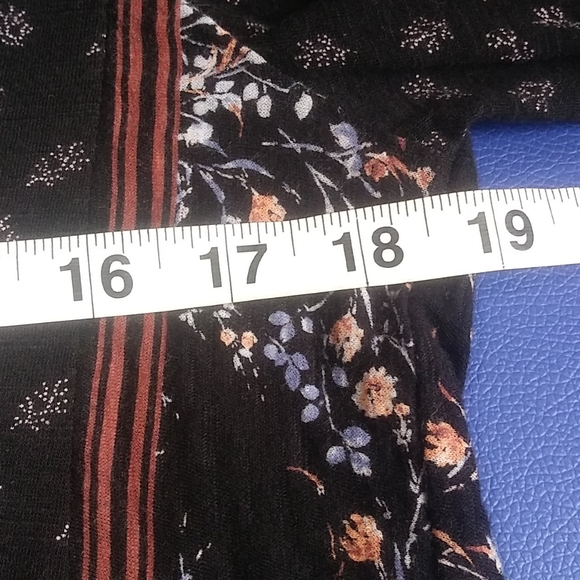 Lucky Brand, boho, black printed, 3/4 sleeve, top - Picture 9 of 12